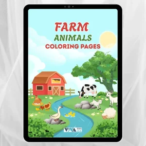 Farm Animals Coloring Book – Tiere auf dem Bauernhof: Ausmalbilder, Kreativität & Entspannung, ab 3 Jahren, digitales PDF-Format zum Ausdrucken (A4)