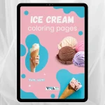 Ice Cream Coloring Book – Eiscreme-Genuss: Ausmalbilder, Kreativität & Entspannung, Kinder 3+, digitales PDF-Format zum Ausdrucken (A4)