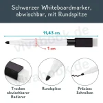 Whiteboardmarker, abwischbar, 1 Stück, mit Rundspitze, Schwarz