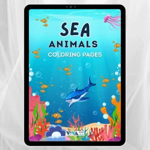 Sea Animals Coloring Book – Meerestiere: Ausmalbilder, Kreativität & Entspannung, Kinder 3+, digitales PDF-Format zum Ausdrucken (A4)