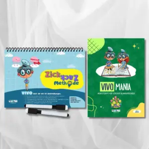 Set Zick-Zack-Methode + Vivomania – innovative Übungen zum Gehirntraining + 2 abwischbare Marker