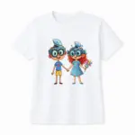 Kinder-T-Shirt mit Print „Vivo und Viva“, Weiß, Baumwolle, exklusives Design von Vivabook