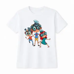 Kinder-T-Shirt mit Print „Vivo, Viva und Tino“, weiß, Baumwolle, exklusives Design von Vivabook