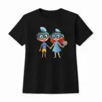 Kinder-T-Shirt mit Print „Vivo und Viva“, Schwarz, Baumwolle, exklusives Design von Vivabook
