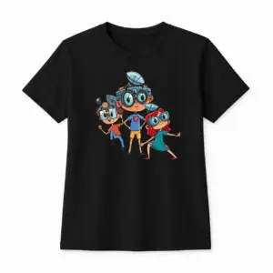 Kinder-T-Shirt mit Print „Vivo, Viva und Tino“, Schwarz, Baumwolle, exklusives Design von Vivabook