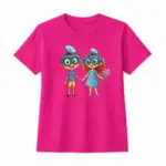 Kinder-T-Shirt mit Print „Vivo und Viva“, Zyklam, Baumwolle, exklusives Design von Vivabook