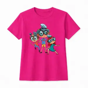 Kinder-T-Shirt mit Print „Vivo, Viva und Tino“, zyklam, Baumwolle, exklusives Design von Vivabook
