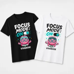 Kinder-T-Shirt mit Aufdruck „Focus Mode ON“, Baumwolle, exklusives Design von Vivabook