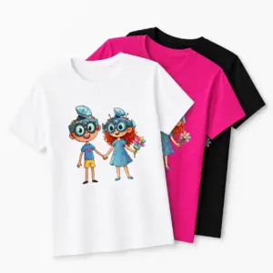 Kinder-T-Shirt mit Print „Vivo und Viva“, Baumwolle, exklusives Design von Vivabook