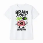 Kinder-T-Shirt mit Aufdruck „Brain Mode ON“, Weiß, Baumwolle, exklusives Design von Vivabook