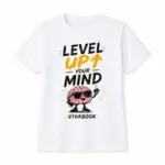 Kinder-T-Shirt mit Aufdruck „Level Up Your Mind“, Weiß, Baumwolle, exklusives Design von Vivabook